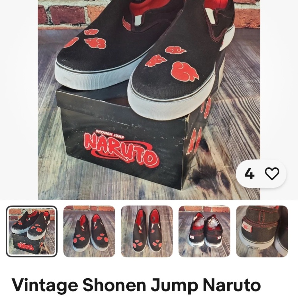 Naruto Slip-On Shoes with Red Cloud Design